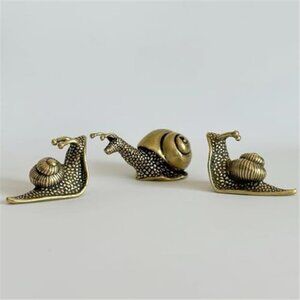 NEW 3 pieces Brass Snails Miniature Snail Statues Novelty unique Home Decor